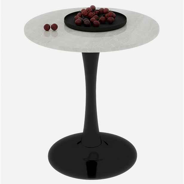 Redom KONFERENČNÍ stolek 70 cm s moderním minimalistickým designem a deskou z umělého mramoru, Černá/Bílá