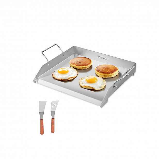 TEMU VEVOR Nerezová grilovací deska, 18x16 palců univerzální plochá obdélníková deska, plynový grilovací rošt pro BBQ gril, Teppanyaki, přenosné