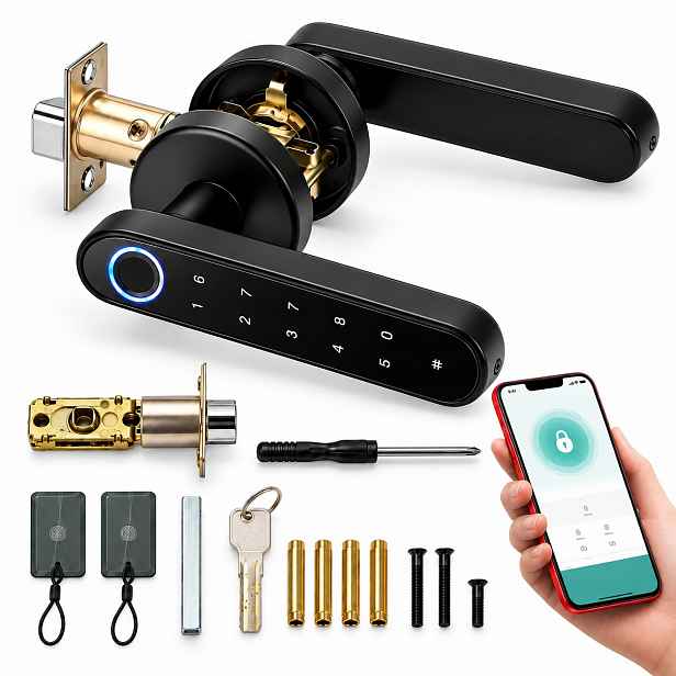 Elektronická Klika Smart Zámek Na Dveře Kód Otisk Prstu Bluetooth Tuya