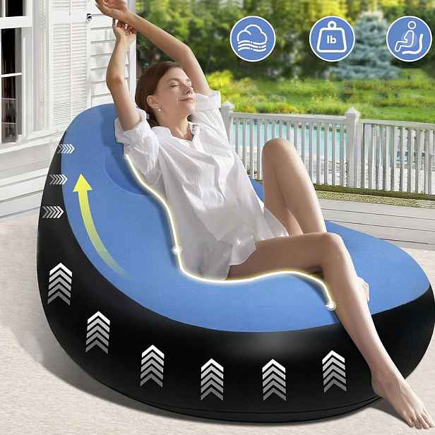 Nafukovací Křeslo S Podnožkou, Ergonomický Design Pro Plážový Zahradní Kemp