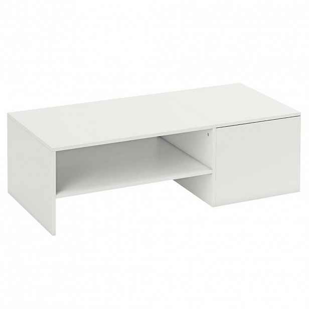 Redom KONFERENČNÍ stolek 110/52/36 cm s výsuvnou deskou, úložným prostorem a policí, dřevotříska, Bílá