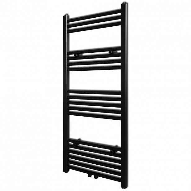 vidaXL Černý žebříkový radiátor na ručníky rovný ústřední topení 500x1160 mm