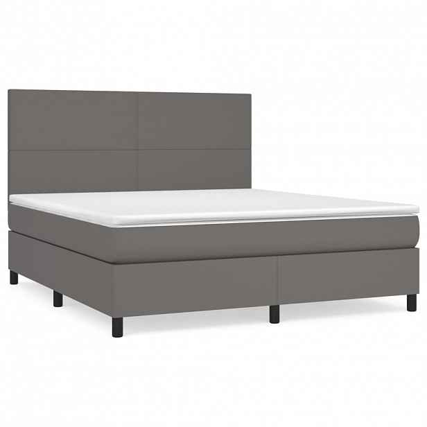vidaXL Box spring postel s matrací šedá 160x200 cm umělá kůže