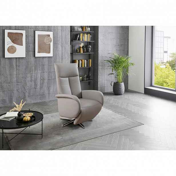 Sit & More RELAXAČNÍ KŘESLO, kůže, světle šedá