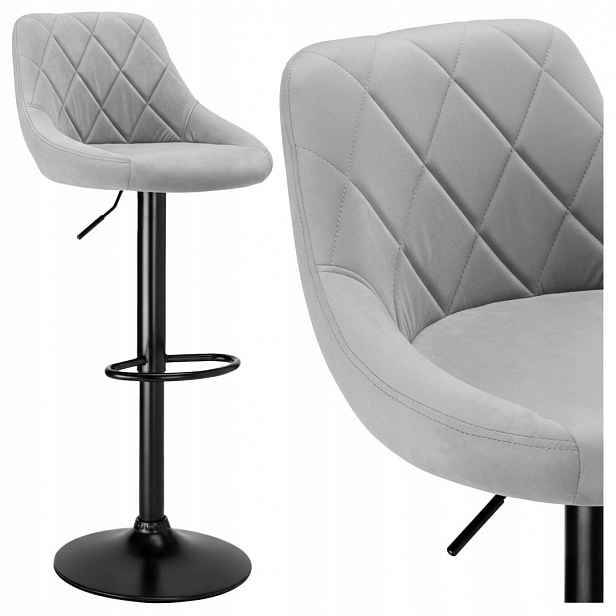 Barová Židle Cydro Black Šedý Velvet