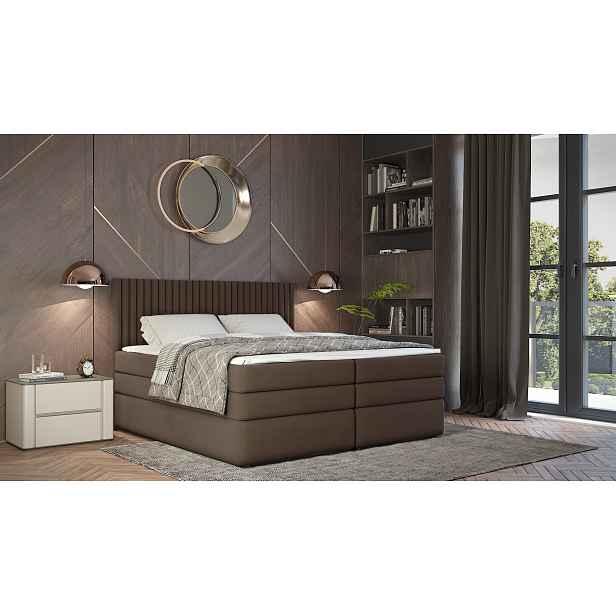 Boxspringová postel 140x200 LUMIRA 1 - hnědá + topper ZDARMA