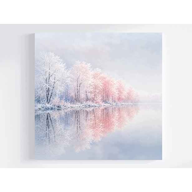 Obraz Na Plátně Canvas Jezero Stromy Odraz Zima Mráz Námraza Sníh 50x50