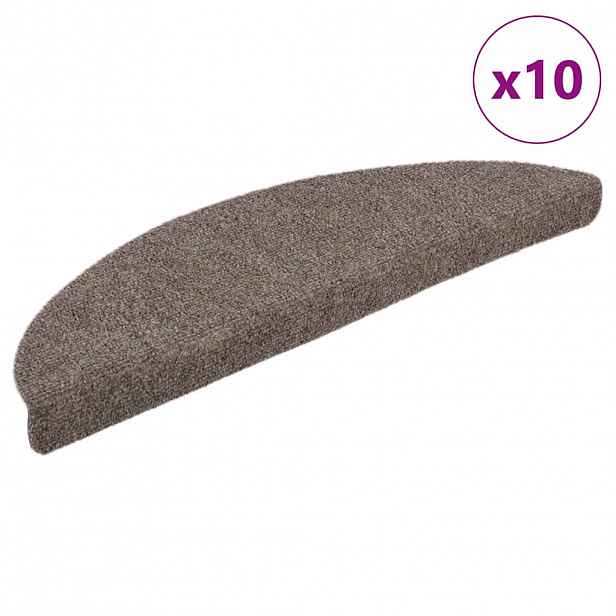 vidaXL Schodové rohože samolepicí 10 ks 56 x 17 x 3 cm béžové půlkulaté