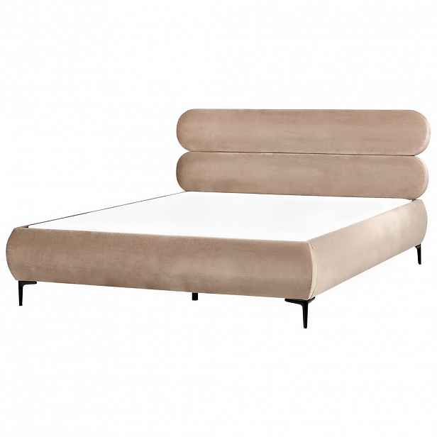Beliani POSTEL s roštem 180/200 cm Taupe Lessay