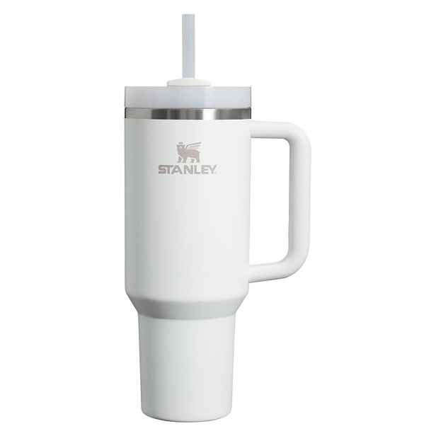 Bílá termoska s brčkem z nerezové oceli 1,18 l Quencher H2.0 FlowState Tumbler Frost – Stanley