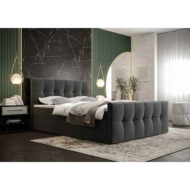 Elegantní manželská postel ELIONE - 180x200, šedá