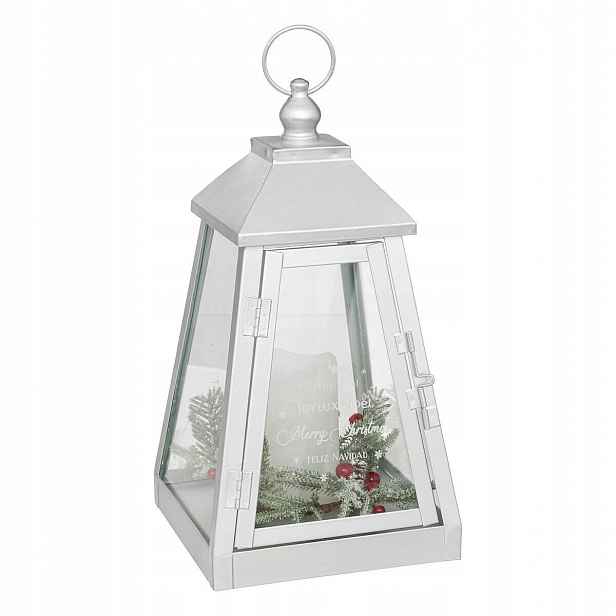 Kovová Lucerna S Vánoční Svíčkou, Bílá Led Lucerna, 32 X 17 CM