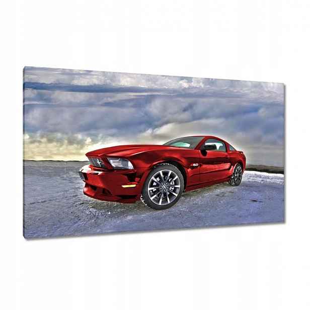 Obrazy 120x70 Červený Mustang Sníh