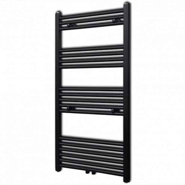 vidaXL Černý žebříkový radiátor na ručníky rovný ústřední topení 600x1160 mm