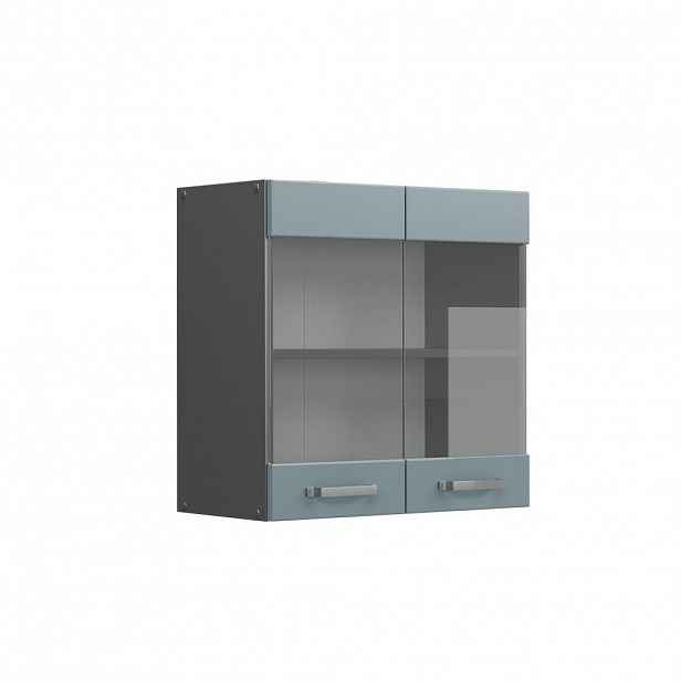 Vicco SKLENĚNÁ KUCHYŇSKÁ SKŘÍŇKA R-Line Modrošedá 60 cm