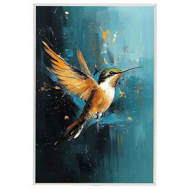 Plakát Rámeček Hliníkový Olej Příroda Fauna Pták Kolibřík Let Dynamika 40x60