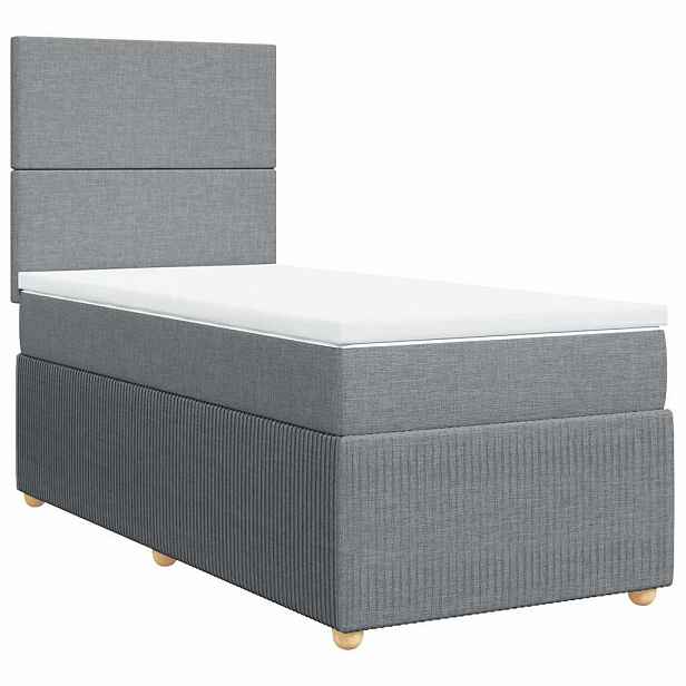 vidaXL Box spring postel s matrací světle šedá 90x190 cm textil