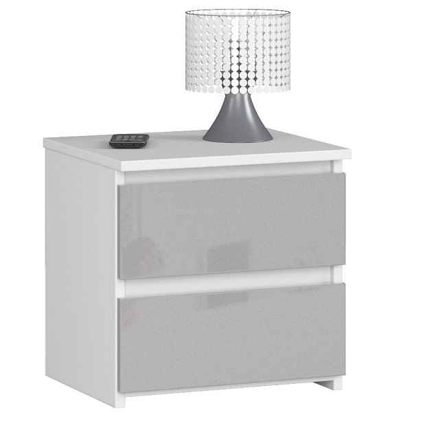 Ak furniture Noční stolek CL2 40 cm bílý/šedý lesk