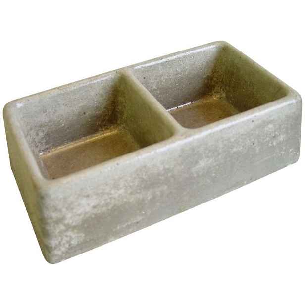 krmítko 25x14x7,5cm, dělené, dvoumiska, beton