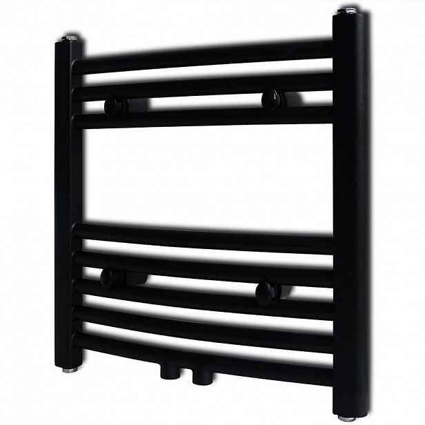 vidaXL Černý žebříkový radiátor obloukový ústřední topení 480 x 480 mm
