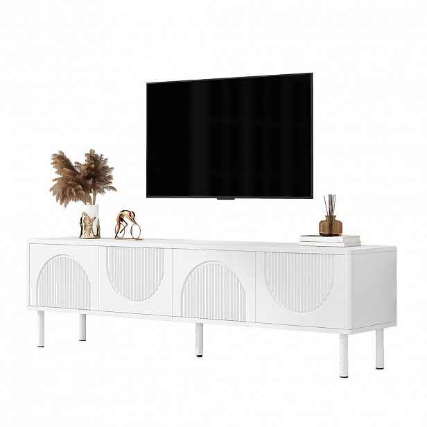 STILVORA TV STOLEK v bílé barvě s úložným prostorem a organizací kabelů do obýváku, 180×40×52 cm