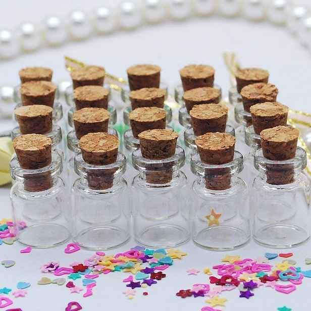 TEMU 100ks/sada Mini DIY Skleněná Láhev Exkluzivní Korkový Drift Přání Roztomilá Sklenička Malá Láhev 1ml 13*18mm
