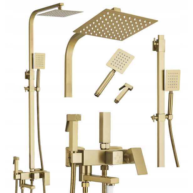 Sprchový Set S Dešťovou Sprchou Tryska Bidet Sprchová Hlavice Sprcha Zlatá
