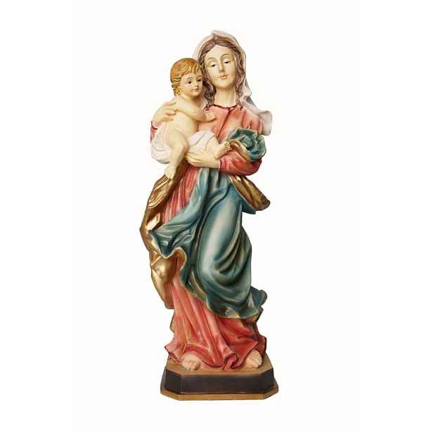 Figurka Panna Maria Matka Boží s Ježíškem Barevná 46 cm Ručně Malovaná