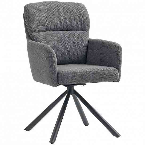 HOMCOM JÍDELNÍ ŽIDLE 360° otočná kuchyňská židle s plátěným potahem, ergonomická, šedá