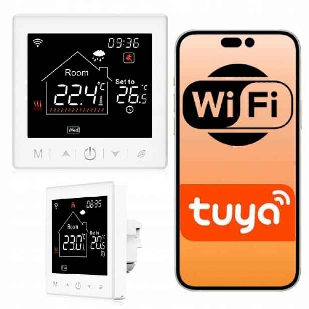 Inteligentní WiFi termostat Tuya Bezpotenciálový pro pec a tepelné čerpadlo