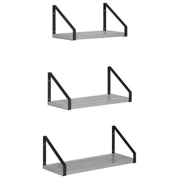 vidaXL Nástěnné poličky 3 ks Šedý Sonoma 40 x 16 x 15,5 cm