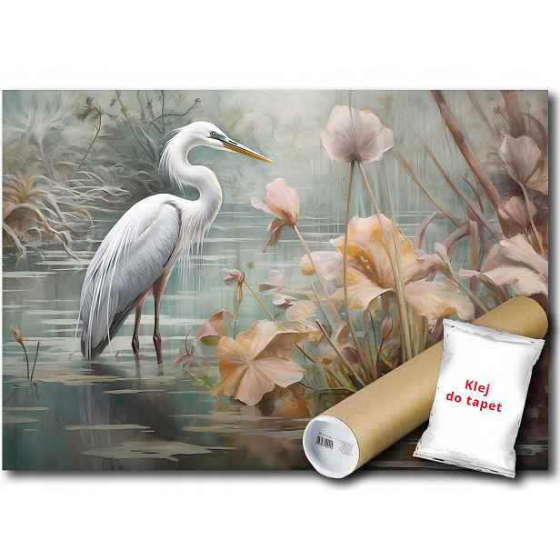 Vinylová fototapeta s motivem volavky u rybníka 152x104