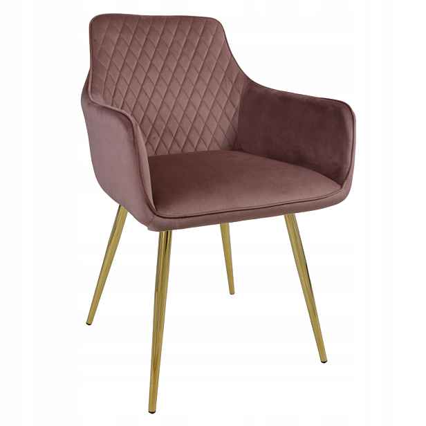 Křeslo Dankor Design Lisabon velur starorůžová nohy zlatý chrom