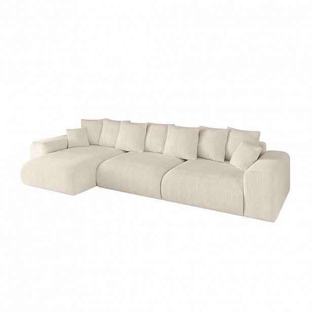 ALTDECOR ROHOVÁ SEDAČKA s otomanem vlevo ESKAR-L2 364x176x72 šedohnědý manšestr