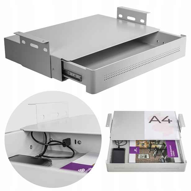 Kovová šuplík Porty Usb-a/c Spacetronik 78x30 šedá