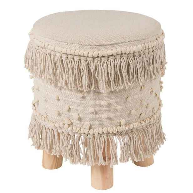 Stolička - podnožka Rond Ibiza Creme  - Ø 35 * 40 cm J-Line by Jolipa