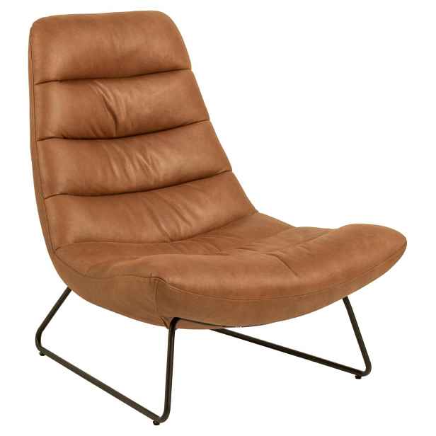 Actona Designové kožené lounge křeslo Milford brandy hnědé