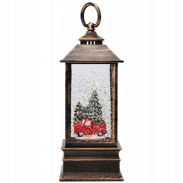 Dekorační vánoční lucerna Led s vodou a třpytkami, 23 cm