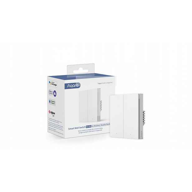 Dvojitý spínač Aqara bez neutrálního kabelu WS-EUK02 Zigbee
