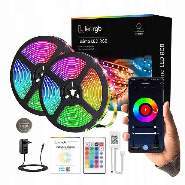 Led pásek 15M Rgb 5050 WiFi Dálkový Ovladač Aplikace Tuya Set Hudba Časovač 12V