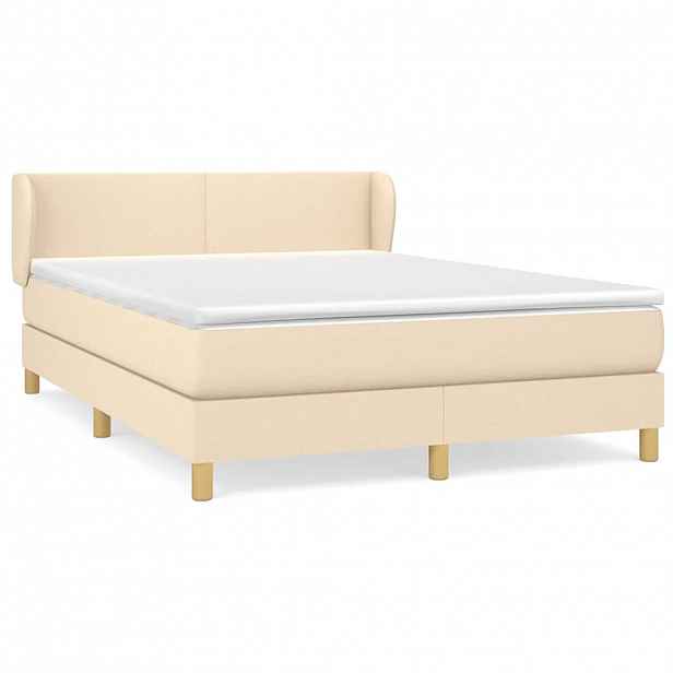 vidaXL Box spring postel s matrací krémová 140x200 cm textil