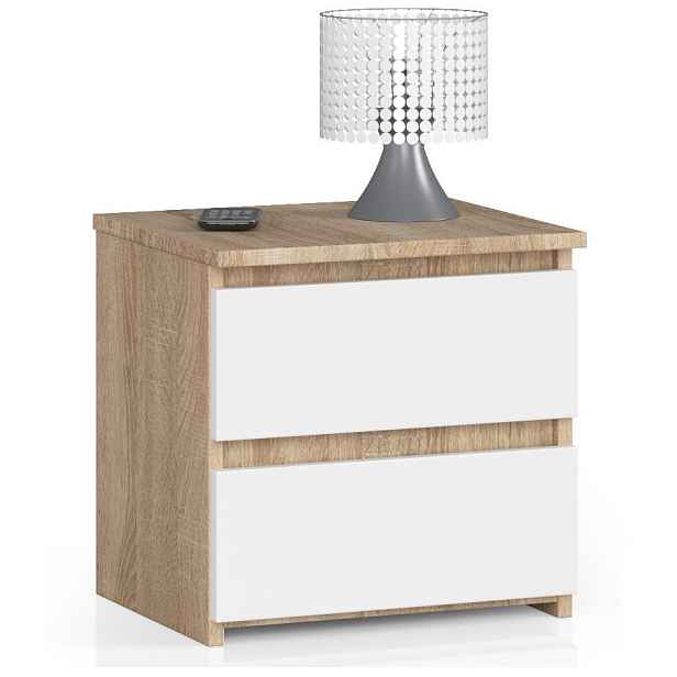 Ak furniture Noční stolek CL2 40 cm dub sonoma/bílý