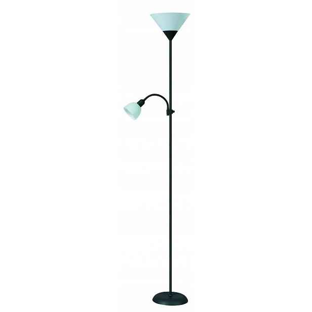 Černá stojací lampa Action s teplým leskem do obývacího pokoje Rabalux