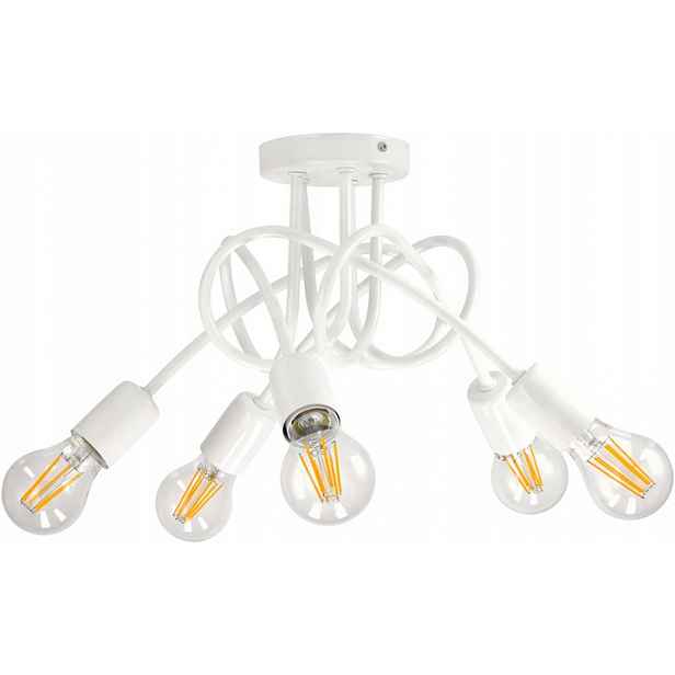 Kruhová lampa lustr loft edison 5x E27 bílá