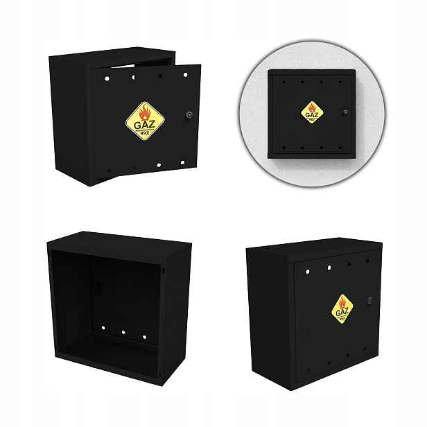 Plynová Skříňka 50x50x25 cm Černá Skříňka Na Plynový Ventil Ocelová