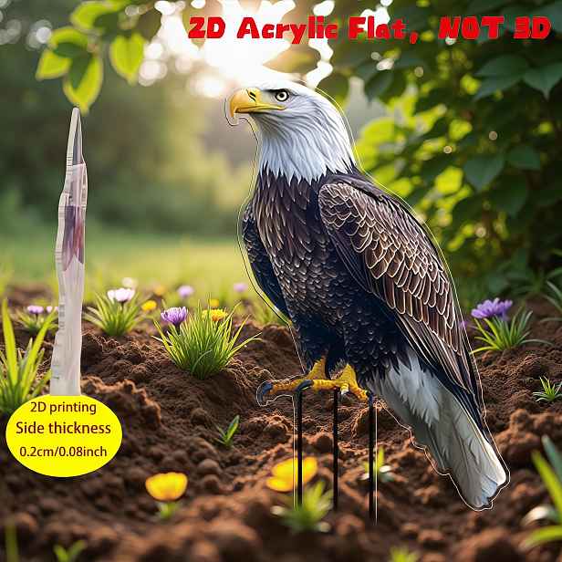 TEMU 2D plochý - 【2D plochý】 2D plochý - [2D plochý] 2D plochá akrylová zahradní dekorace, 1 ks Velký orl Kreativní design Akrylová dekorace na