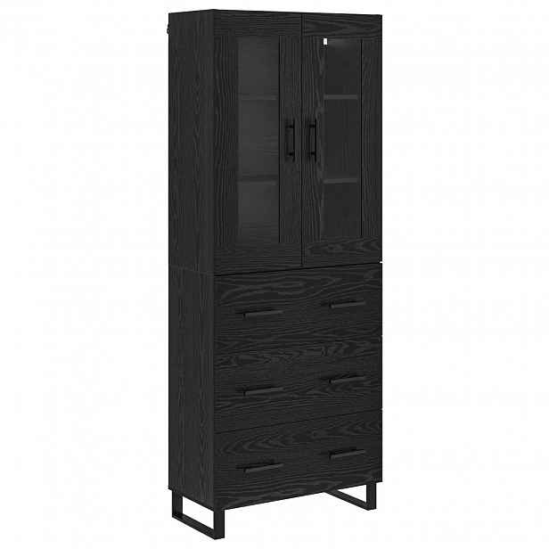 vidaXL Vysoký bufet 2 ks Černý dub 69,5 x 34 x 180 cm Kompozitní dřevo