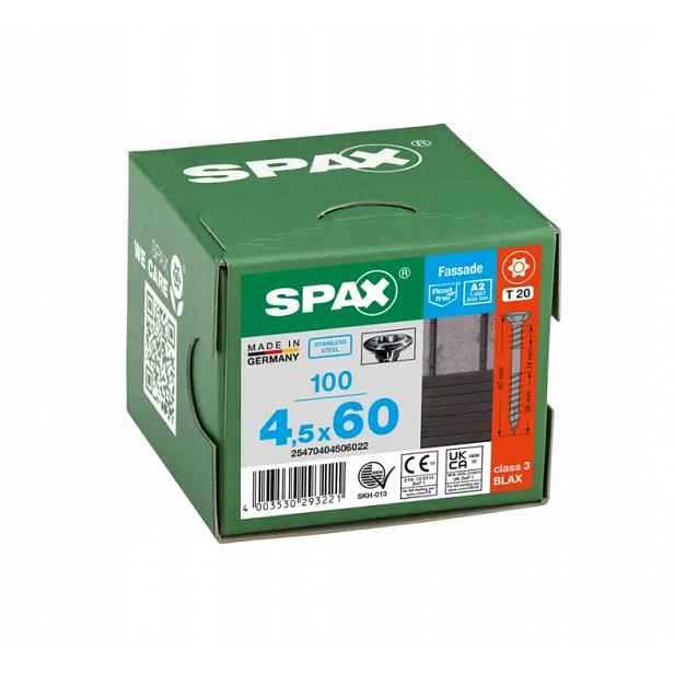 Šrouby Spax pro fasádní desku 4,5x60 mm, A2,TX černé 100 ks