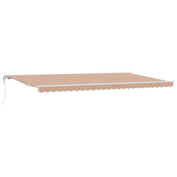 vidaXL Elektrická markýza 6 x 3,5 m Oranžové, šedé, modré a bílé pruhy