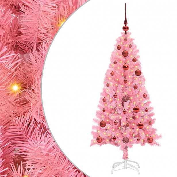 vidaXL Vánoční stromeček Růžová 120 cm PVC
